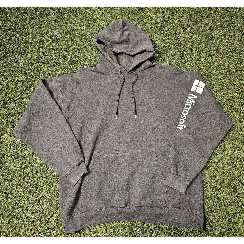 Vintage Y2K Microsoft Hoodie Sweatshirt Large Hanes Ultimate Cotton